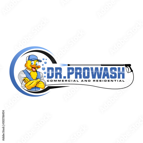 Illustration vector graphic of pressure power wash spray  with duck logo design template