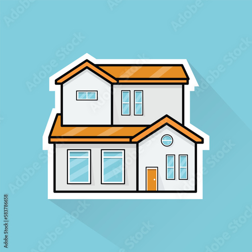 Illustration of Suburban House 2 in Flat Design