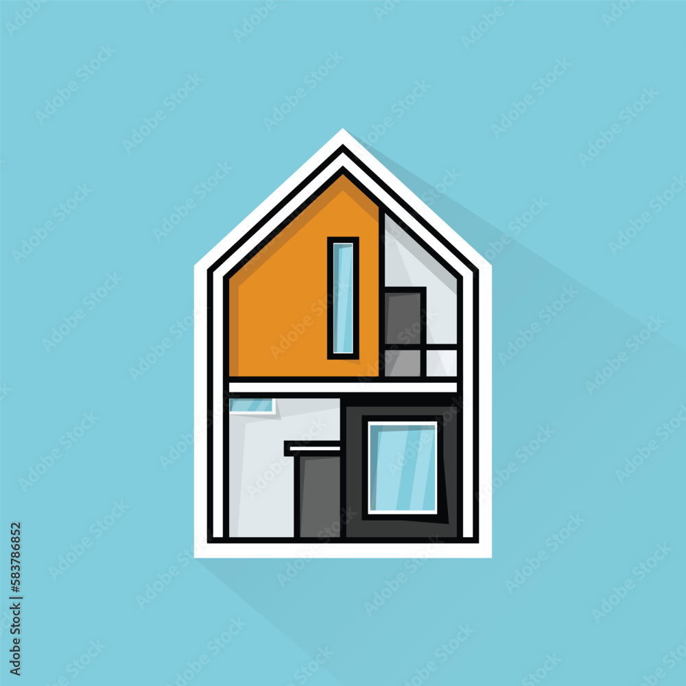 Illustration of Modern House 4 in Flat Design Illustration of Modern House 4 in Flat Design