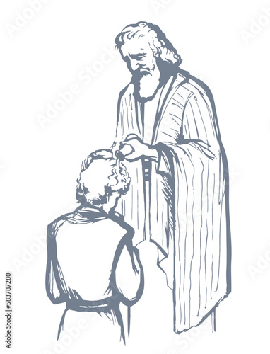 Anointing for the kingdom. Vector drawing