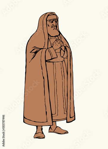 Old Pharisee Priest. Vector drawing