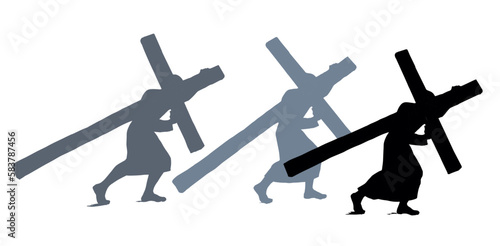 Men carry the cross. Vector drawing