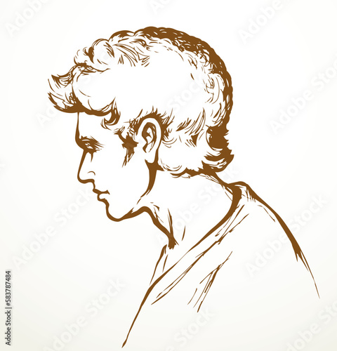 Vector image of the person. Closeup side view
