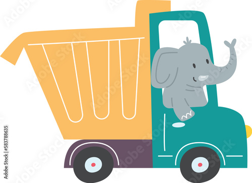 Elephant inside truck