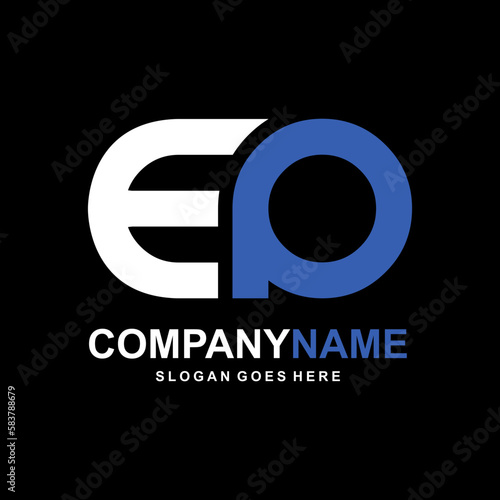 initial letter ep linked circle monogram logo