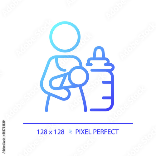 Lactation room pixel perfect gradient linear vector icon. Private space for breast pumping. Baby care in restrooms. Thin line color symbol. Modern style pictogram. Vector isolated outline drawing