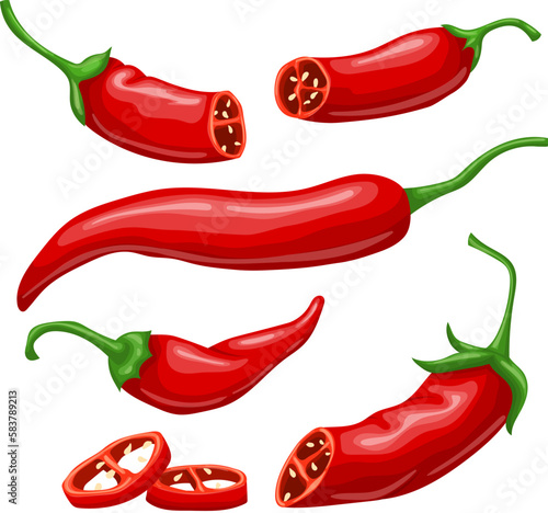 chili pepper set cartoon vector illustration