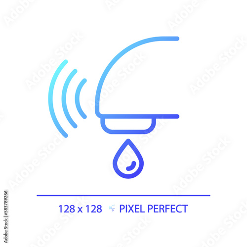 Automatic sensor faucet pixel perfect gradient linear vector icon. Contactless technology in toilet room. Thin line color symbol. Modern style pictogram. Vector isolated outline drawing