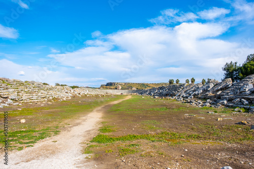 The ruins of the ancient city of Perge. Perge is an ancient Greek city on the southern Mediterranean coast of Turkey