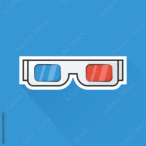 Illustration of 3D Glasses in Flat Design