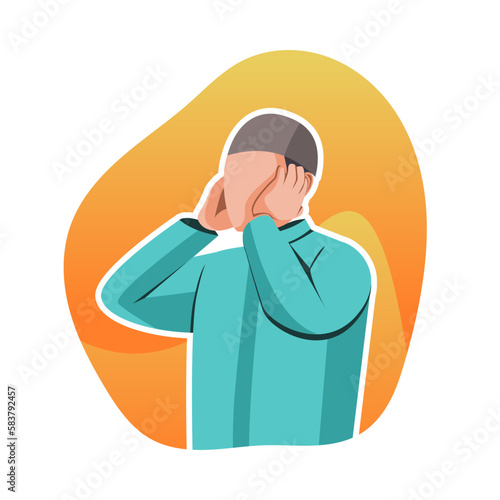 A Muslim is Adzan flat illustration