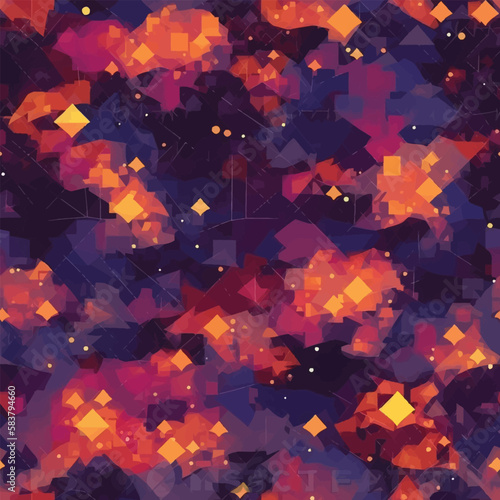 Cosmic Fall Voyage - Abstract Autumn Nebula Seamless Pattern 