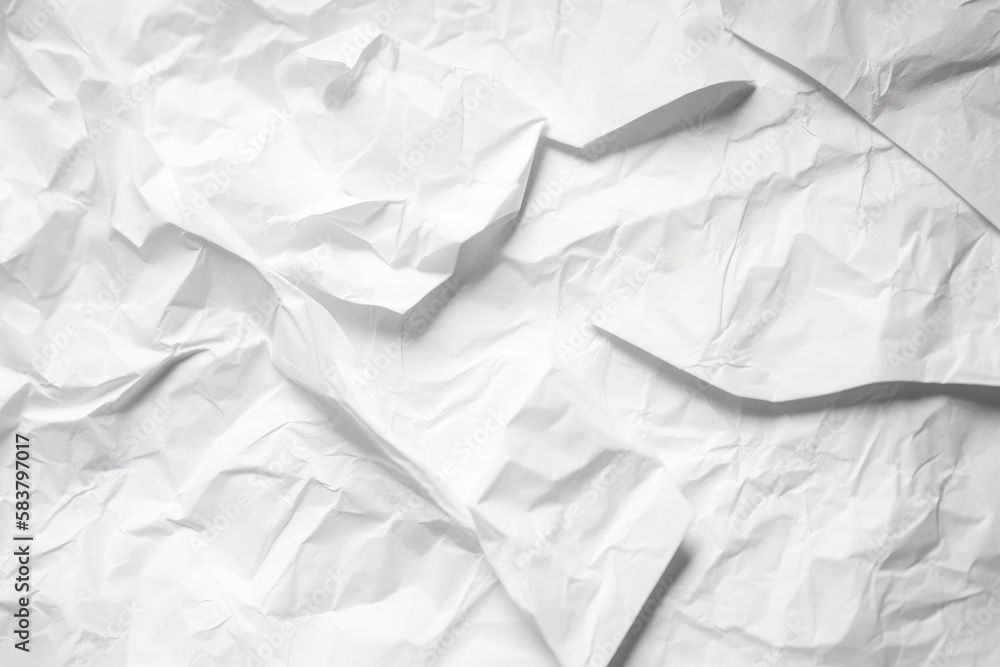 Fototapeta premium Design space white crumpled paper textured background. Created with Generative AI Technology