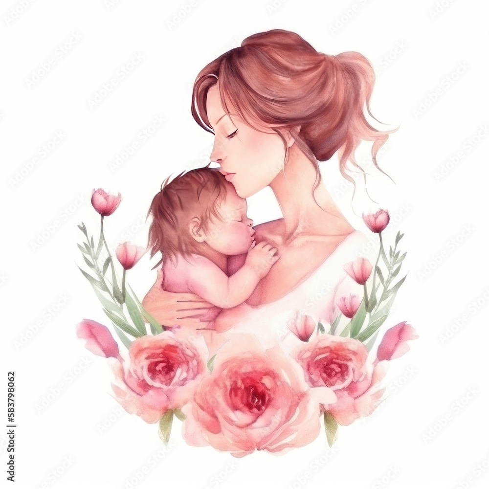 Mother's Day watercolor background. Illustration AI Generative. Mother's Day watercolor background. Illustration AI Generative.