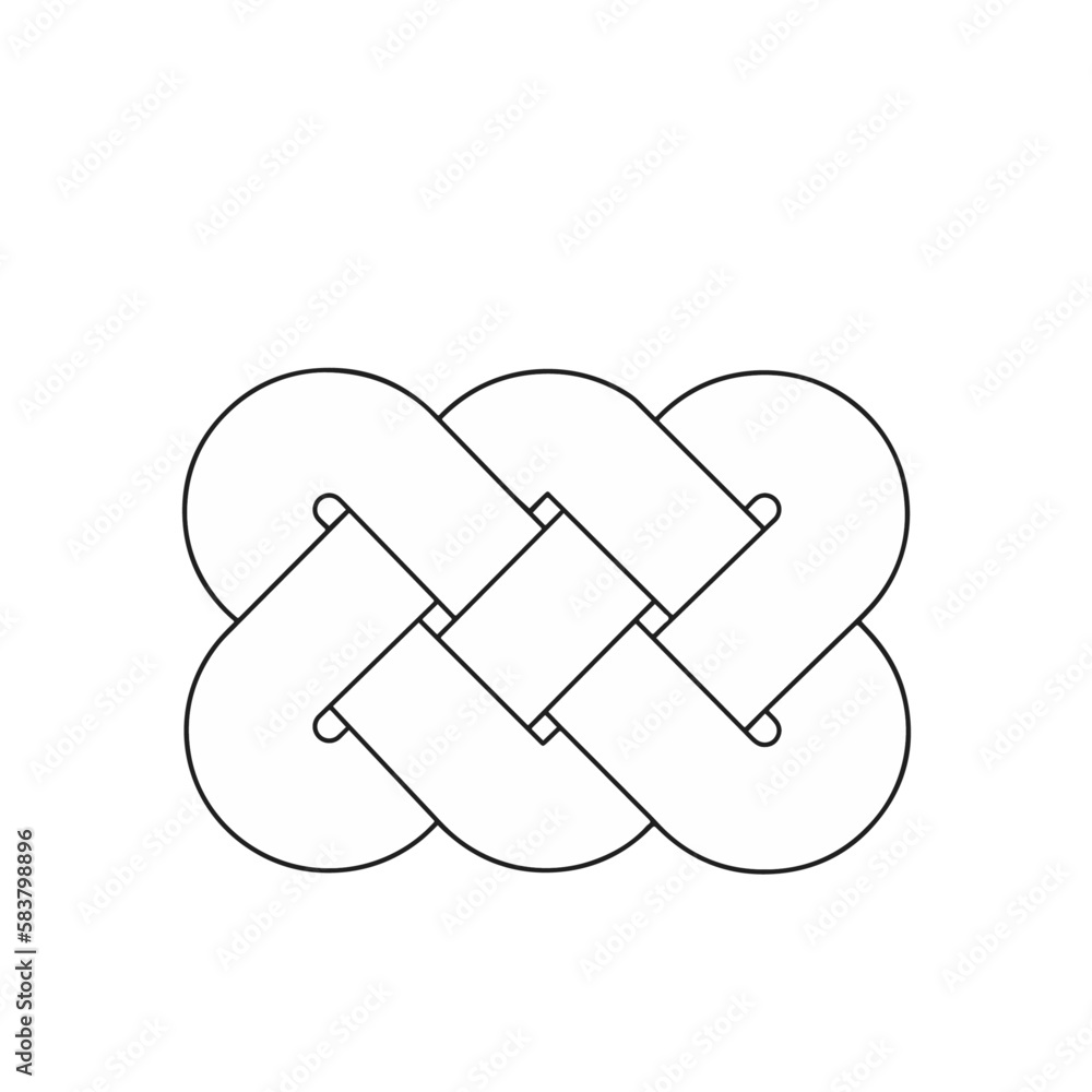 Celtic Knot Tattoo Wave Braid Line Pattern Hand Drawn Coloring Symbol Vector