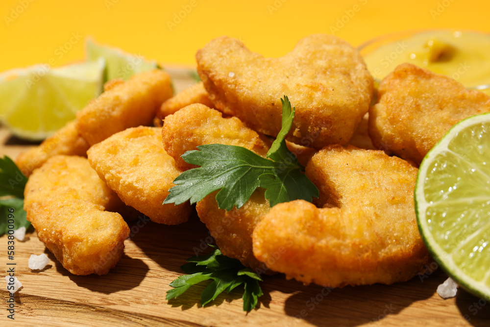 Concept of tasty fast or junk food, nuggets Concept of tasty fast or junk food, nuggets