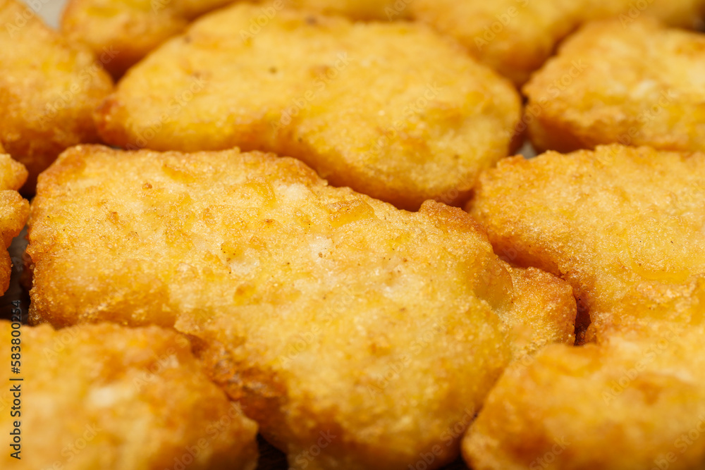 Concept of tasty fast or junk food, nuggets Concept of tasty fast or junk food, nuggets