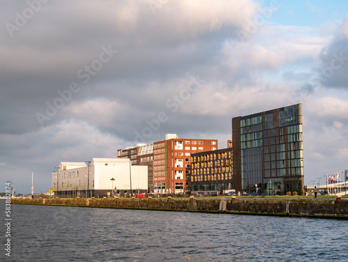 Photography Hotel Jakarta and apartment buildings on Java Island in eastern docklands of Ams