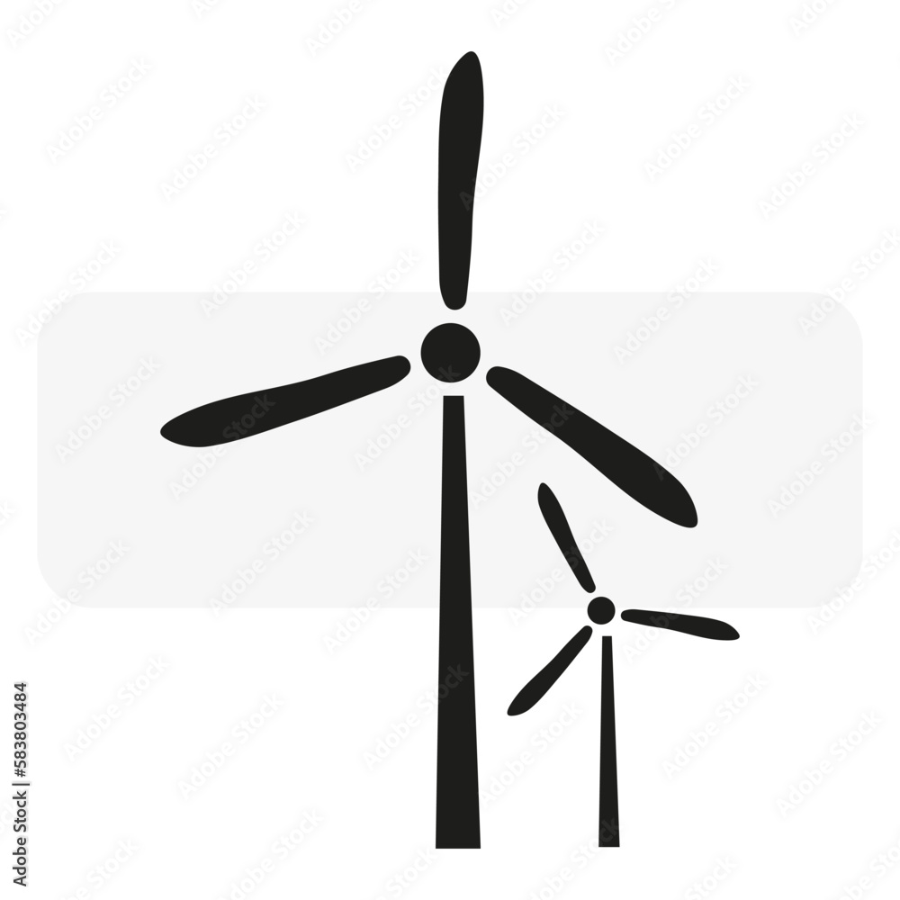 Flat wind turbines. Clean energy. Green power production. Vector illustration. Flat wind turbines. Clean energy. Green power production. Vector illustration.
