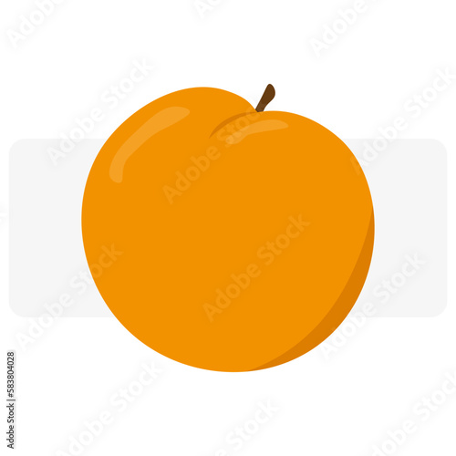 Abstract icon with peach on white background. Sweet food. Organic food. Vector illustration.