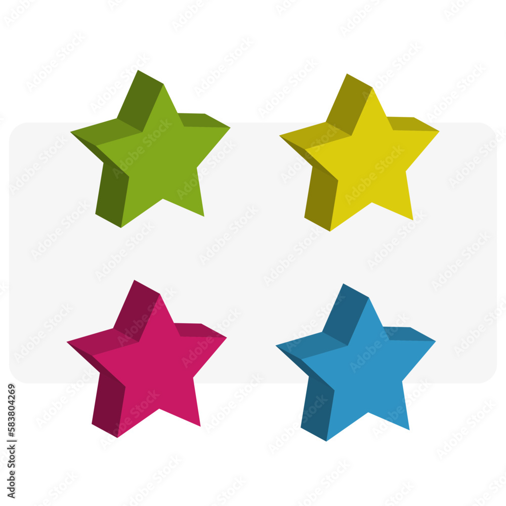 3d colorful stars. Volumetric geometric shapes of a star. Vector illustration. 3d colorful stars. Volumetric geometric shapes of a star. Vector illustration.