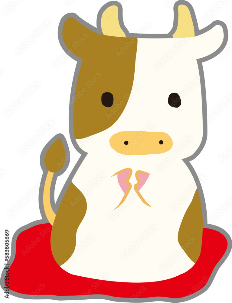 座っているホルスタイン牛のシンプルなイラスト 座っているホルスタイン牛のシンプルなイラスト