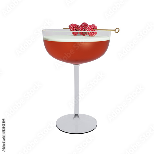 Cocktail clover club with raspberry. 3d rendering