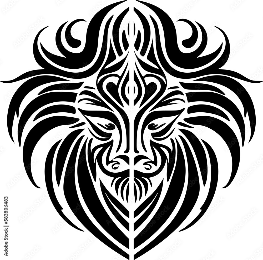 Vector logo lion in black and white hues.