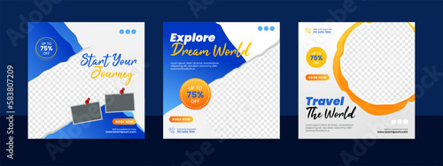 Travel and tour social media banner post template.
