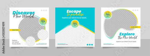 Travel and tour social media banner post template.