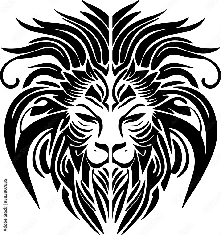 Logo of a lion in black and white vector form