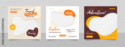 Travel and tour social media banner post template.