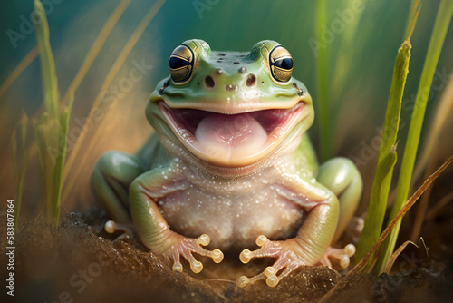 Happy baby frog  generative ai