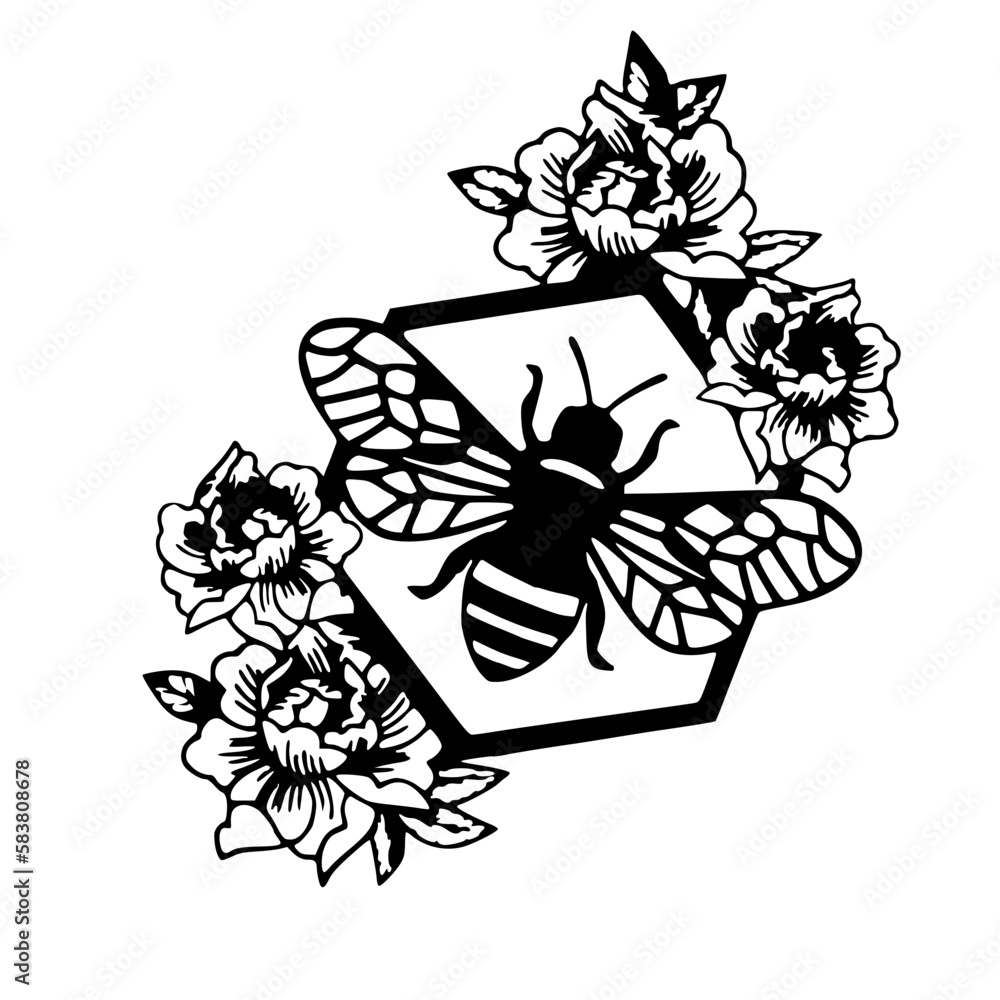 Flower Bee svg, Floral Bee svg file, Save the Bees svg, Bee Kind, Bee
