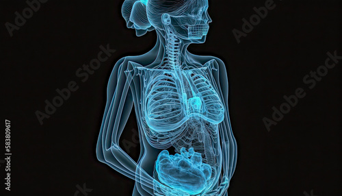 Concept of pregnancy. Woman body x-ray - Generative AI