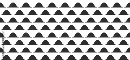 Ripple wavy seamless geometric pattern texture background vector graphic, swirl abstract curve drip black white illustration, repeated wave wallpaper backdrop for fabric print decor image