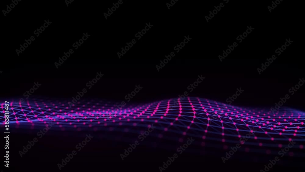 Glowing colorful wave with motion dots and lines. Abstract digital background. Concept connection big data. Futuristic technology backdrop. 3D rendering. Glowing colorful wave with motion dots and lines. Abstract digital background. Concept connection big data. Futuristic technology backdrop. 3D rendering.