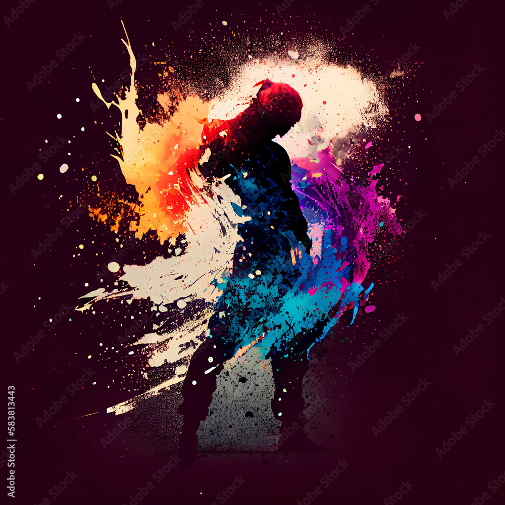 Silhouette of a karateka on a colorful abstract background Silhouette of a karateka on a colorful abstract background