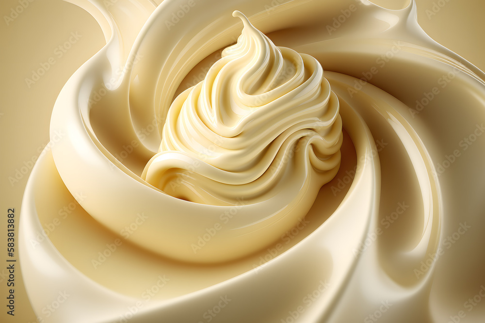 Close up of a creamy whipped cream swirl with copy space. Generative AI technology. Close up of a creamy whipped cream swirl with copy space. Generative AI technology.