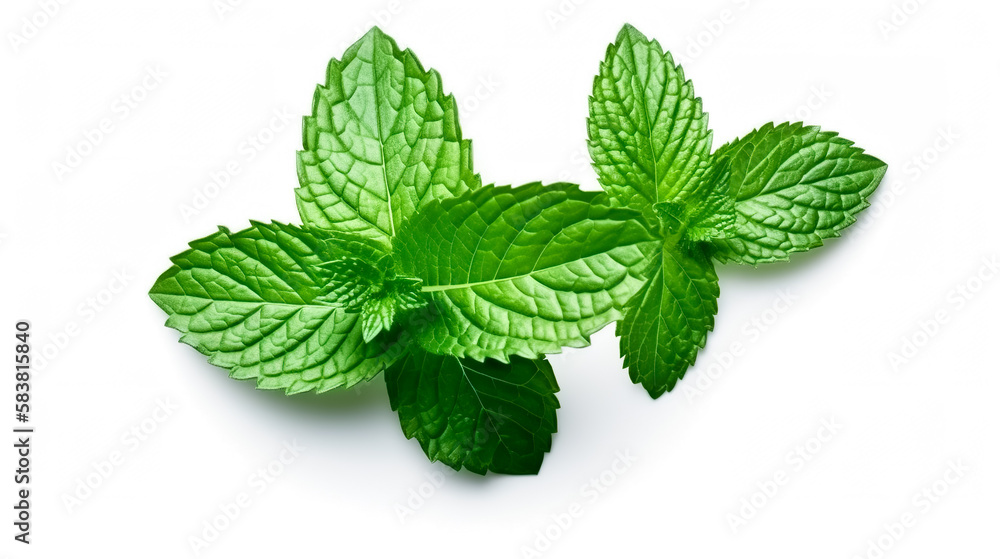 mint leaves. Fresh vegetables isolated on white background. Healthy food concept. Generative AI mint leaves. Fresh vegetables isolated on white background. Healthy food concept. Generative AI