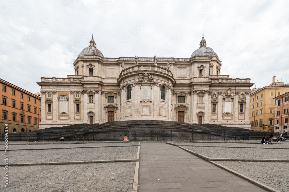 Rome, Italy - September 16, 2021: View of the back of the Basilica di Santa Maria Maggiore