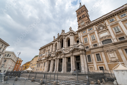 Rome, Italy - September 16, 2021: The Basilica Santa Maria Maggiore church and the square