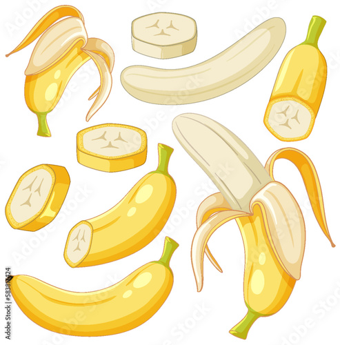 Set of banana fruit cartoon