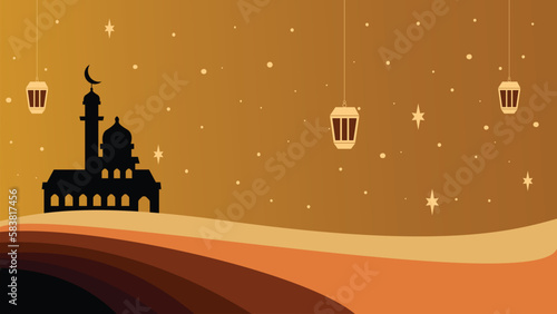 Ramadan Kareem Islamic Greeting Card Background Vector Illustration