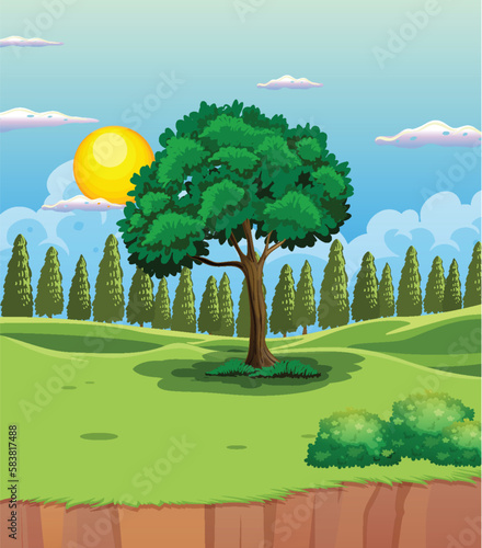 Scene of Lush Greenery and Blue Sky