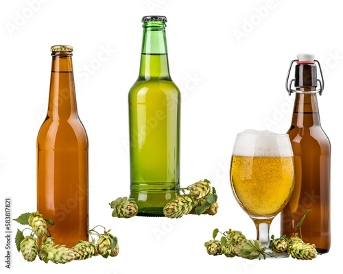 Glass and bottle of fresh beer