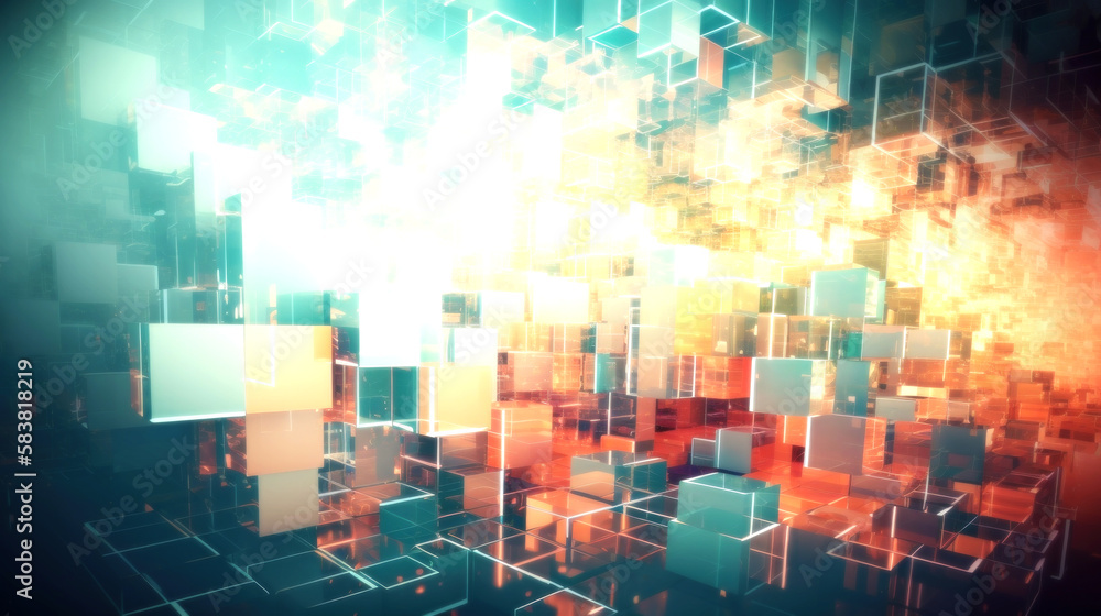 Fototapeta premium Modern hi-tech, science, futuristic technology concept. Abstract digital high tech city design Background. Generative AI
