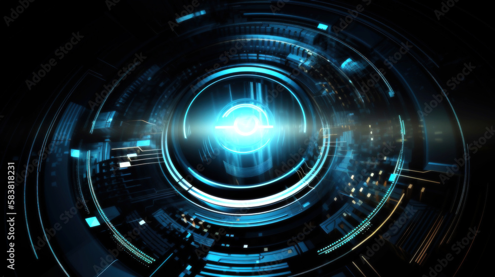 Modern hi-tech, science, futuristic technology concept. Abstract digital high tech city design Background. Generative AI