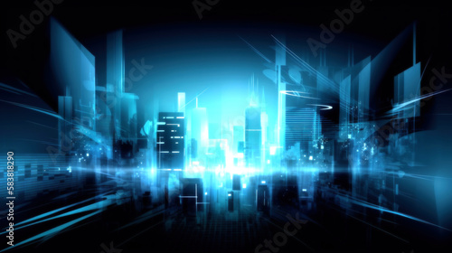 Modern hi-tech, science, futuristic technology concept. Abstract digital high tech city design Background. Generative AI