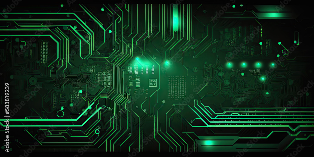 Obraz premium Circuit board background texture - Generative AI